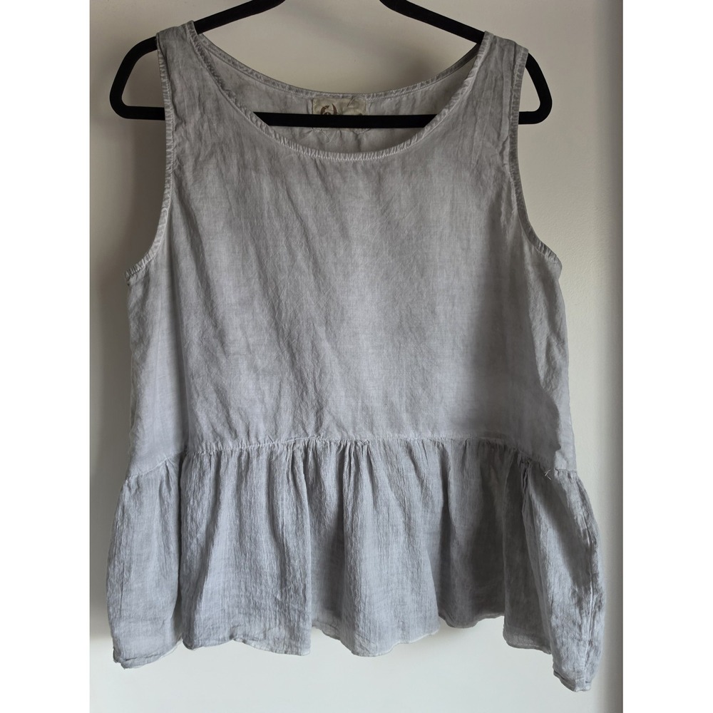 Huaziyi Women Tank Top Grey Sleeveless Casual Solid Round Neck Minimalist